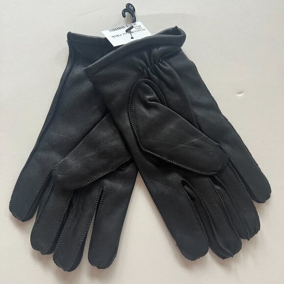 Nordstrom Mens Black Leather Cashmere Lined Gloves Medium NWT - Picture 4 of 5